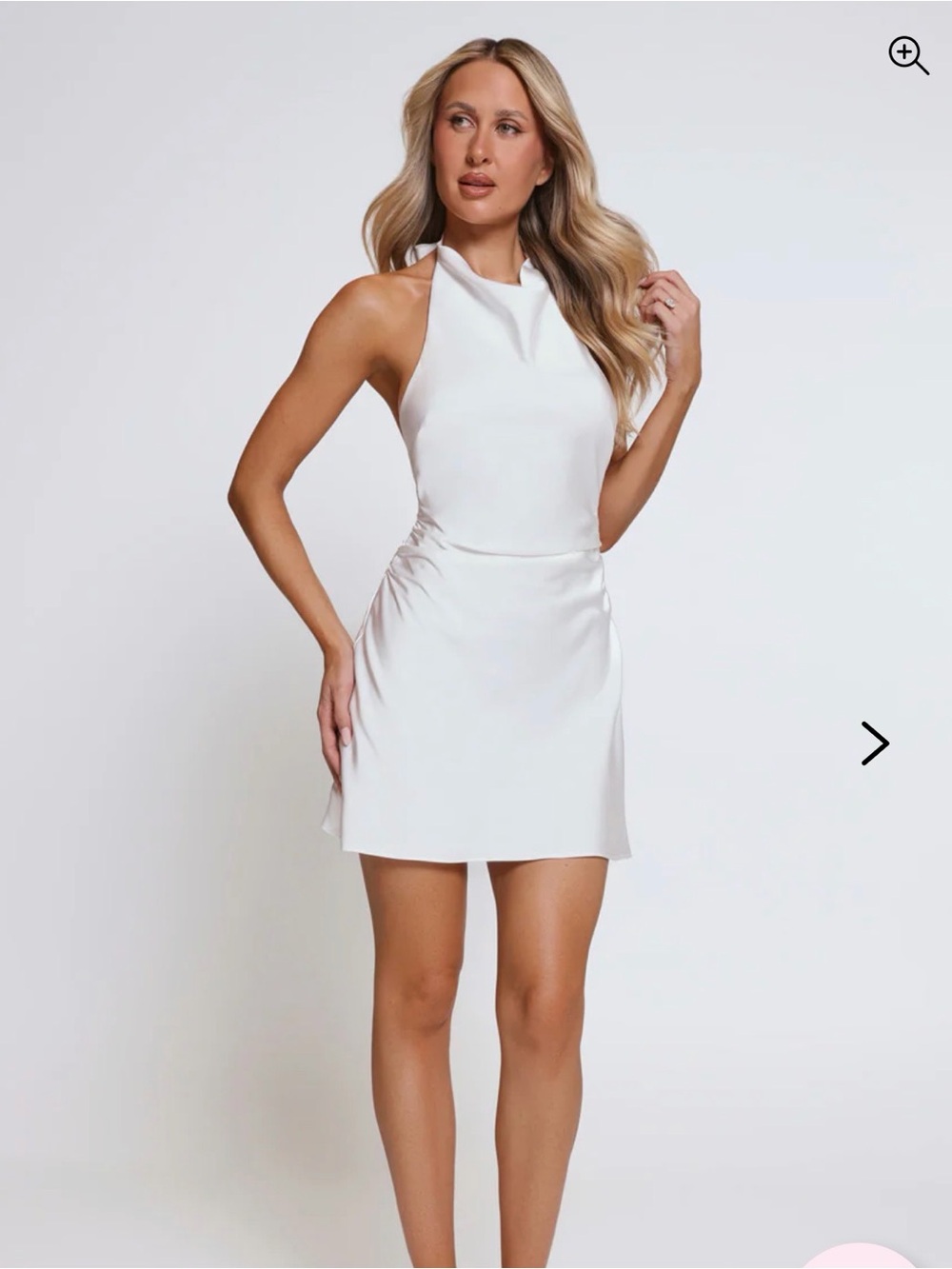 Hello Molly COSMIC ENERGY HALTER SATIN MINI DRESS WHITE NWT